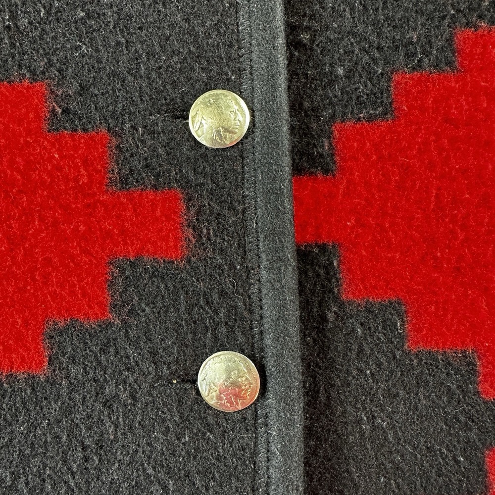 Native Jackets Vest SW Santa Fe Wool Blanket Geometric Buffalo Nickel Buttons SM - Picture 4 of 8